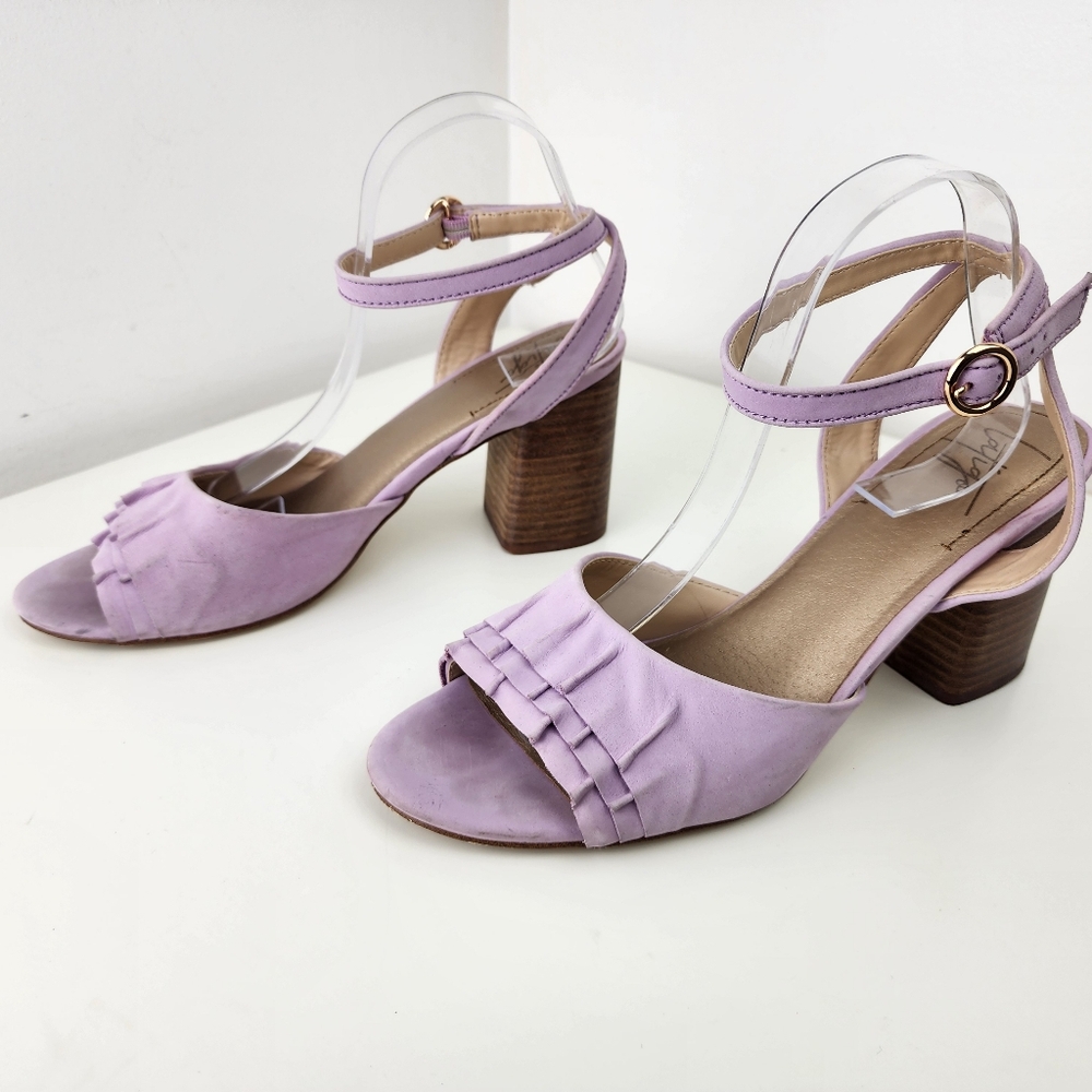 Latigo Women Open Toe Lavender Block Heel Sandals Leather Size 11M